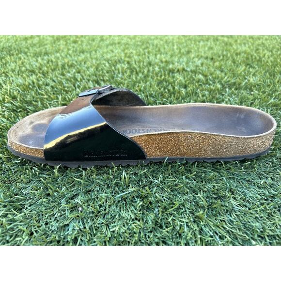 Birkenstock Unisex Madrid Black Patent Leather Slip On Sandals Size EU 41 L10 M8 - Picture 4 of 15